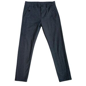 Mens Gray Tweed Cotton Polyester Stretch Flat Front Pants 32x29 Slim Tapered Leg